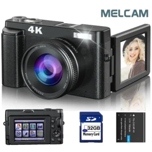 4K Digital Camera for Photography and Video Autofocus Anti-Shake, 48MP Vlogging Camera with SD Card, 3'' 180° Flip Screen
